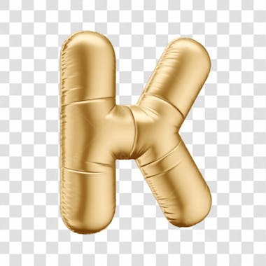 Alfabeto letra k em 3d formato de balão dourado comemoração aniversario luxo fundo transparente