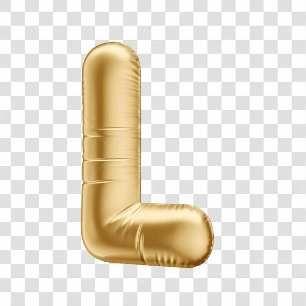 Alfabeto Letra L Em 3D Formato De Balão Dourado Comemoração Aniversario Luxo Fundo Transparente