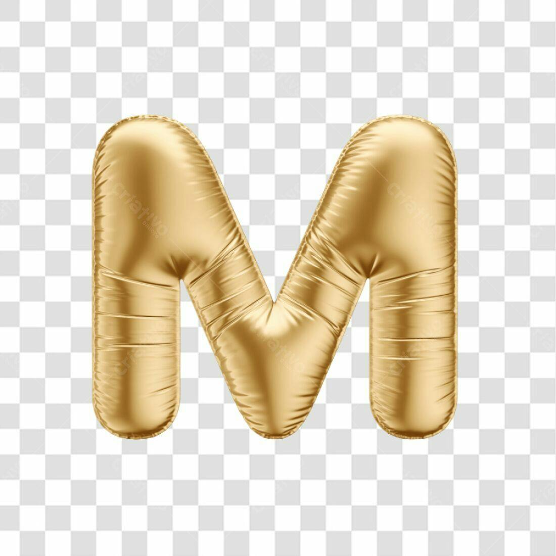 Icone Letra M Balão Dourado PNG com fundo transparente