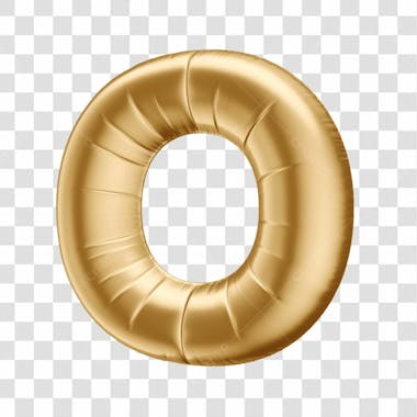 Alfabeto letra o em 3d formato de balão dourado comemoração aniversario luxo fundo transparente