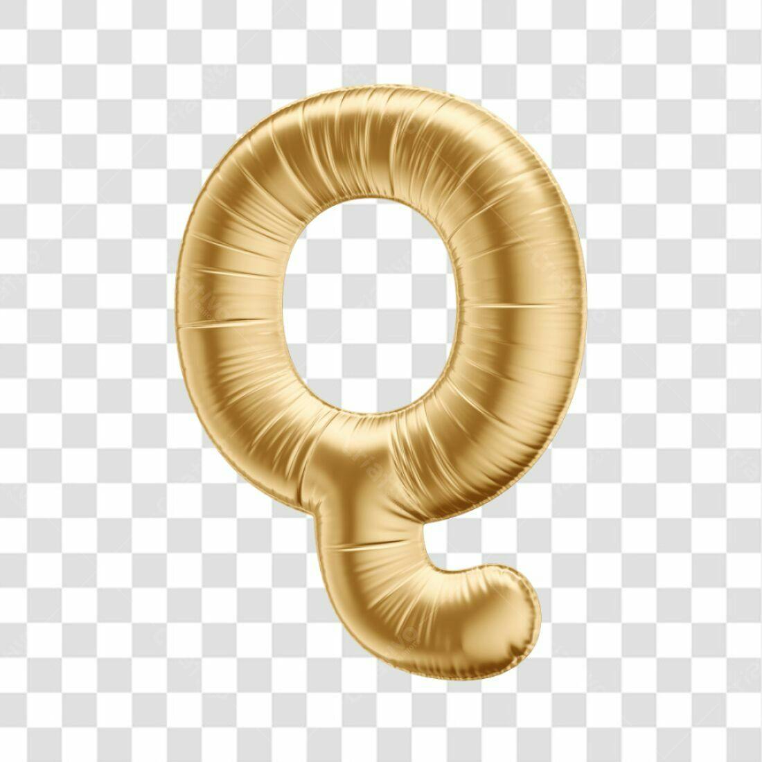 Icone Letra Q Balão Dourado PNG com fundo transparente