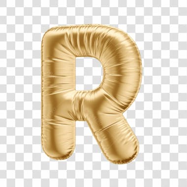 Alfabeto letra r em 3d formato de balão dourado comemoração aniversario luxo fundo transparente