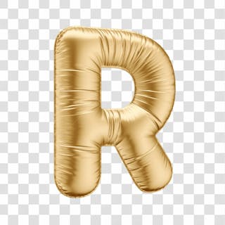 Alfabeto letra r em 3d formato de balão dourado comemoração aniversario luxo fundo transparente