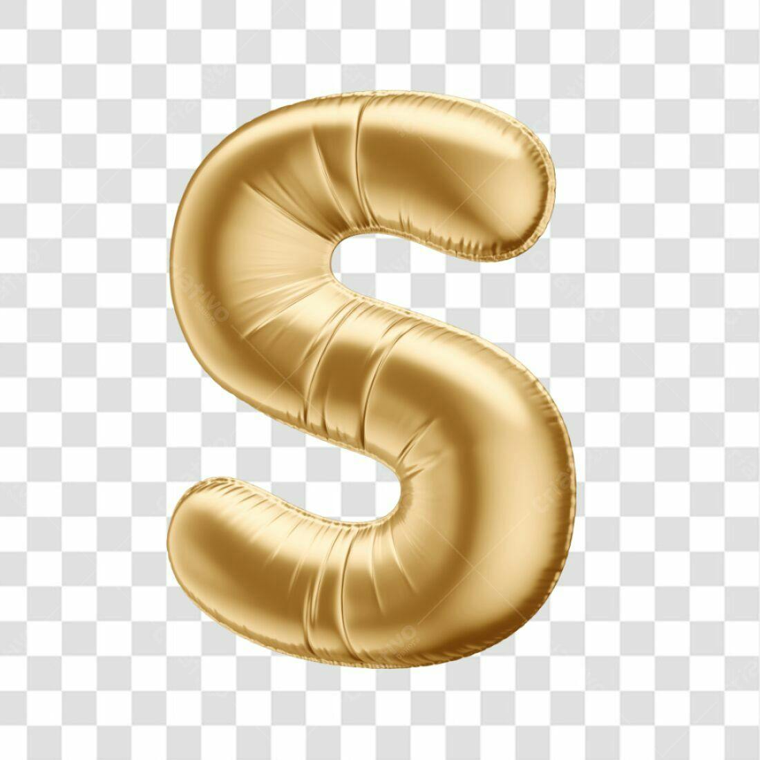 Icone Letra S Balão Dourado PNG com fundo transparente