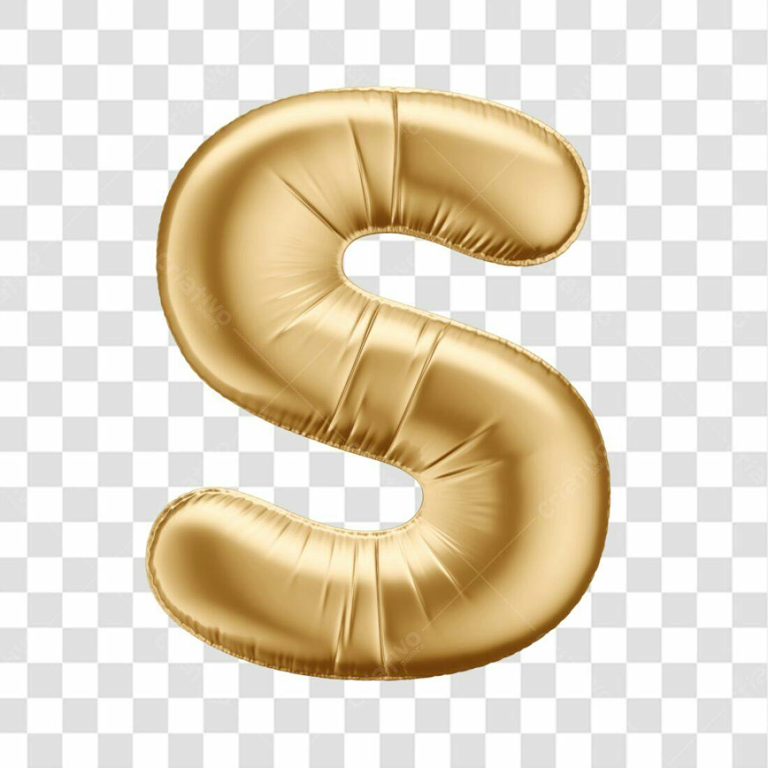 Icone Letra S Balão Dourado PNG com fundo transparente