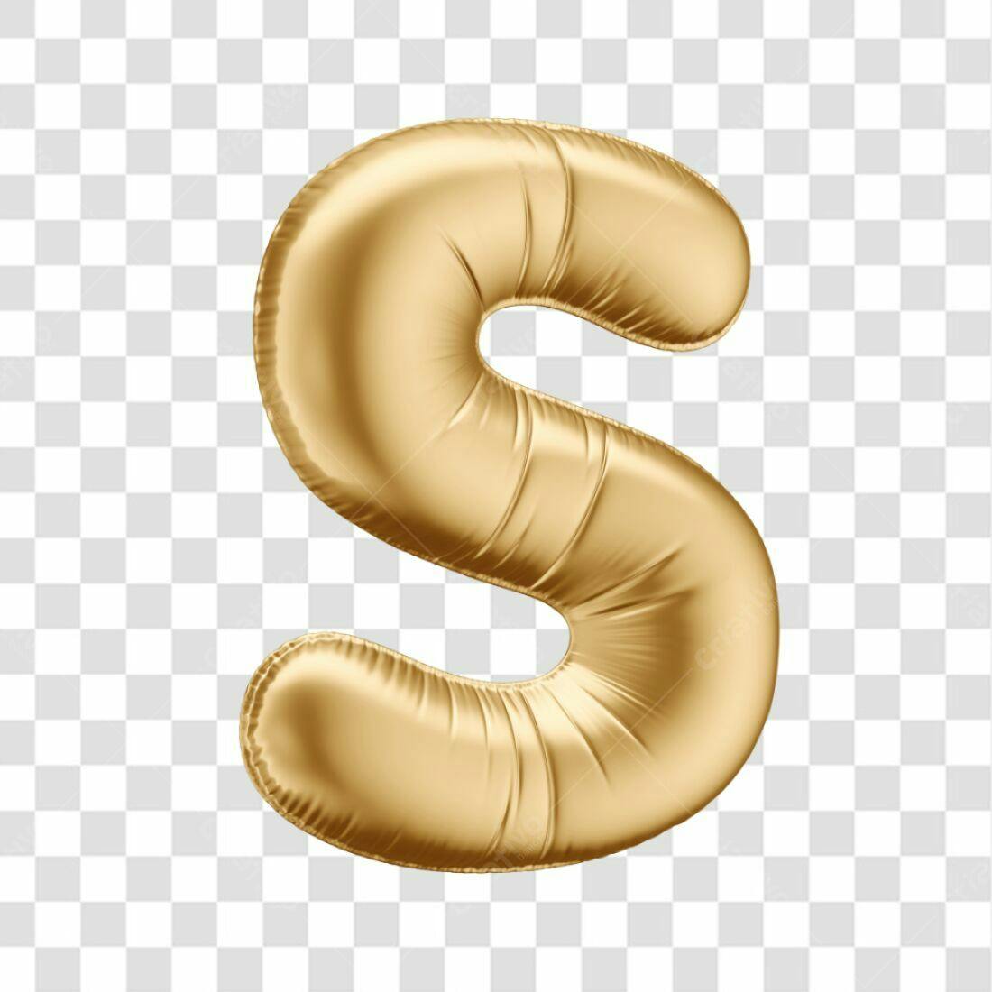 Icone letra S dourado balão PNG com fundo transparente