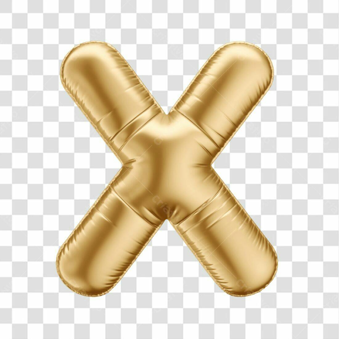 Icone Letra X dourado balão PNG com fundo transparente