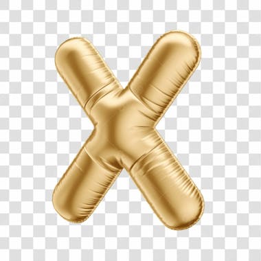 Alfabeto letra x em 3d formato de balão dourado comemoração aniversario luxo fundo transparente