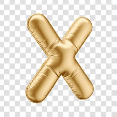 Alfabeto letra x em 3d formato de balão dourado comemoração aniversario luxo fundo transparente