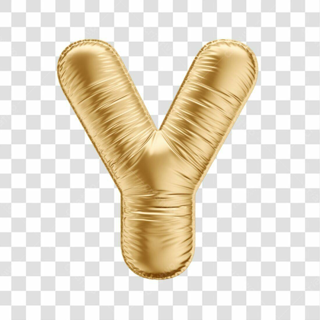 Icone Letra Y dourado Balão PNG com fundo transparente