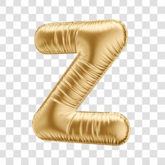 Alfabeto letra z em 3d formato de balão dourado comemoração aniversario luxo fundo transparente