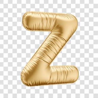 Alfabeto letra z em 3d formato de balão dourado comemoração aniversario luxo fundo transparente