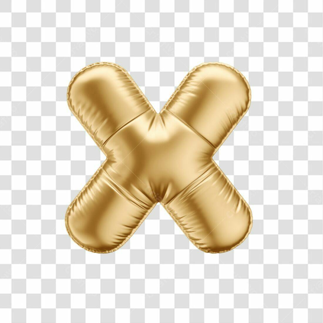 Ícone Letra X Balão Dourado PNG com fundo transparente