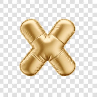 Simbolo vezes x em 3d formato de balão dourado comemoração aniversario luxo fundo transparente
