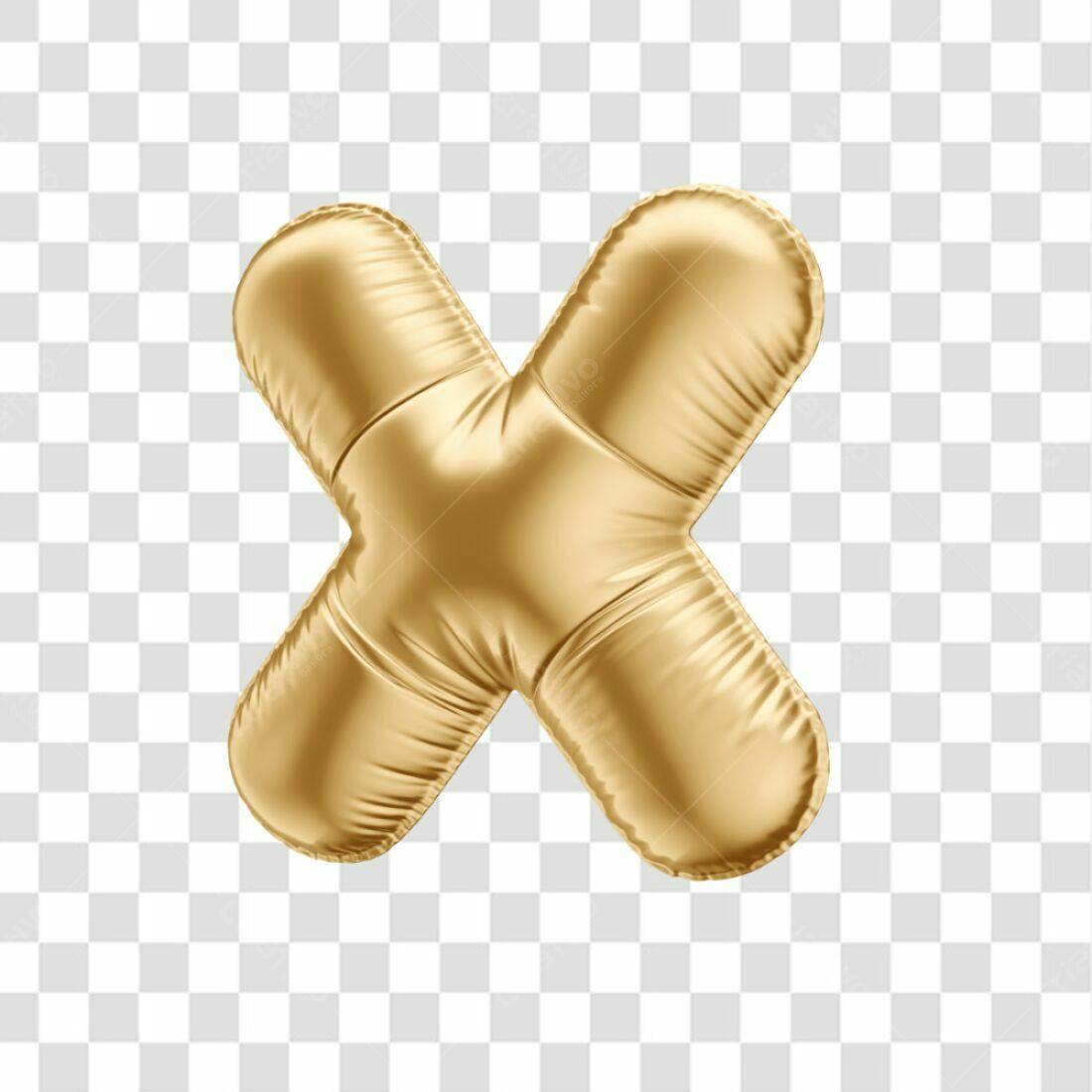Ícone Letra X Balão Dourado PNG com fundo transparente