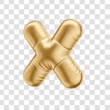 Simbolo vezes x em 3d formato de balão dourado comemoração aniversario luxo fundo transparente