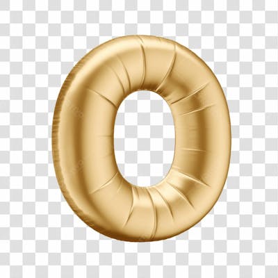 Número Em 3D Formato De Balão Dourado Comemoração Aniversario Luxo Fundo Transparente