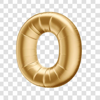 Número Em 3D Formato De Balão Dourado Comemoração Aniversario Luxo Fundo Transparente
