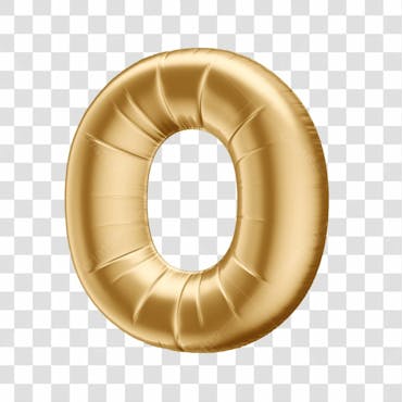 Número em 3d formato de balão dourado comemoração aniversario luxo fundo transparente