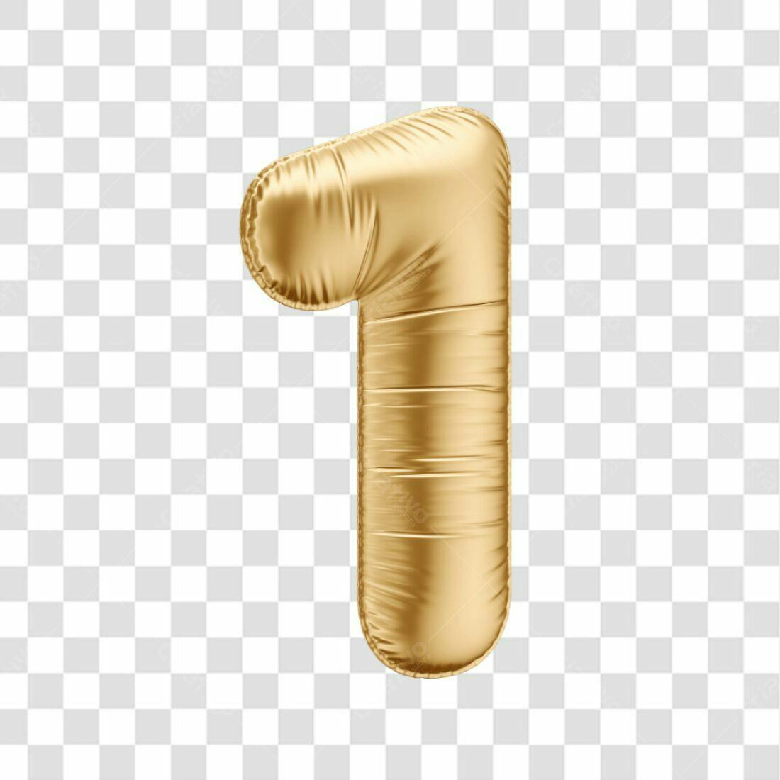 Icone Número 1 Balão Dourado PNG com fundo transparente