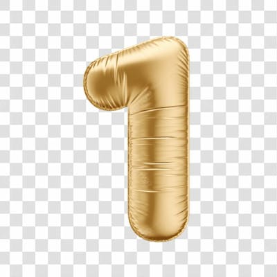 Número Em 3D Formato De Balão Dourado Comemoração Aniversario Luxo Fundo Transparente