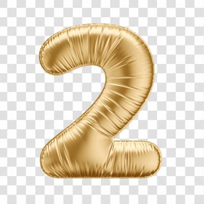 Número Em 3D Formato De Balão Dourado Comemoração Aniversario Luxo Fundo Transparente