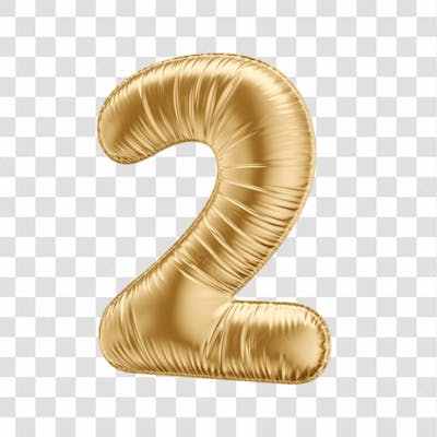 Número Em 3D Formato De Balão Dourado Comemoração Aniversario Luxo Fundo Transparente