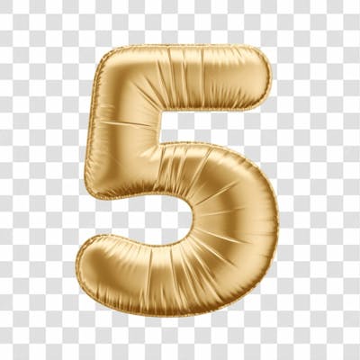 Número Em 3D Formato De Balão Dourado Comemoração Aniversario Luxo Fundo Transparente