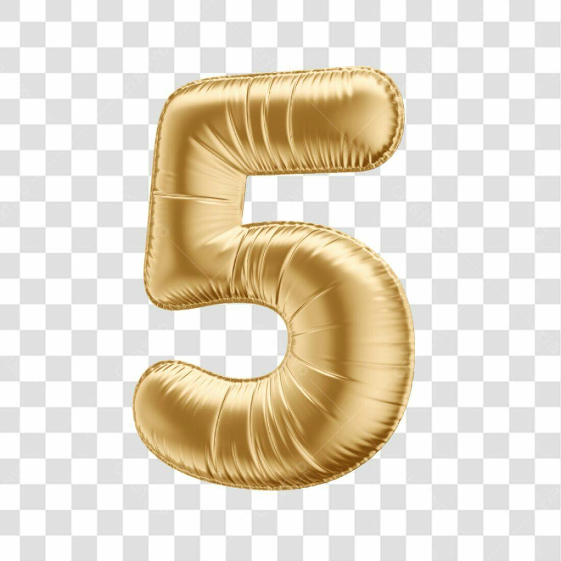 Icone Número 5 Balão Dourado PNG com fundo transparente