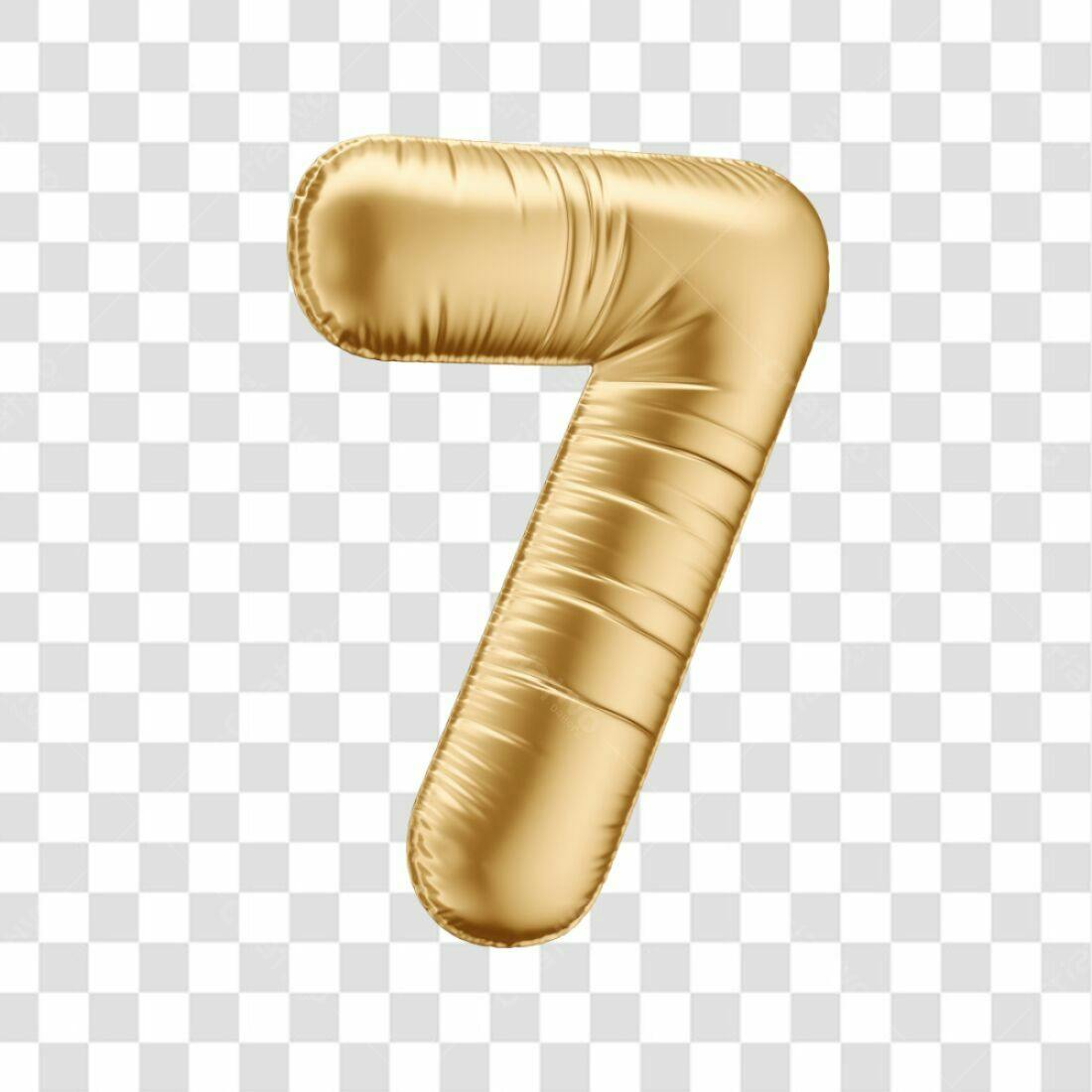 Icone Numero Sete Dourado PNG com fundo transparente