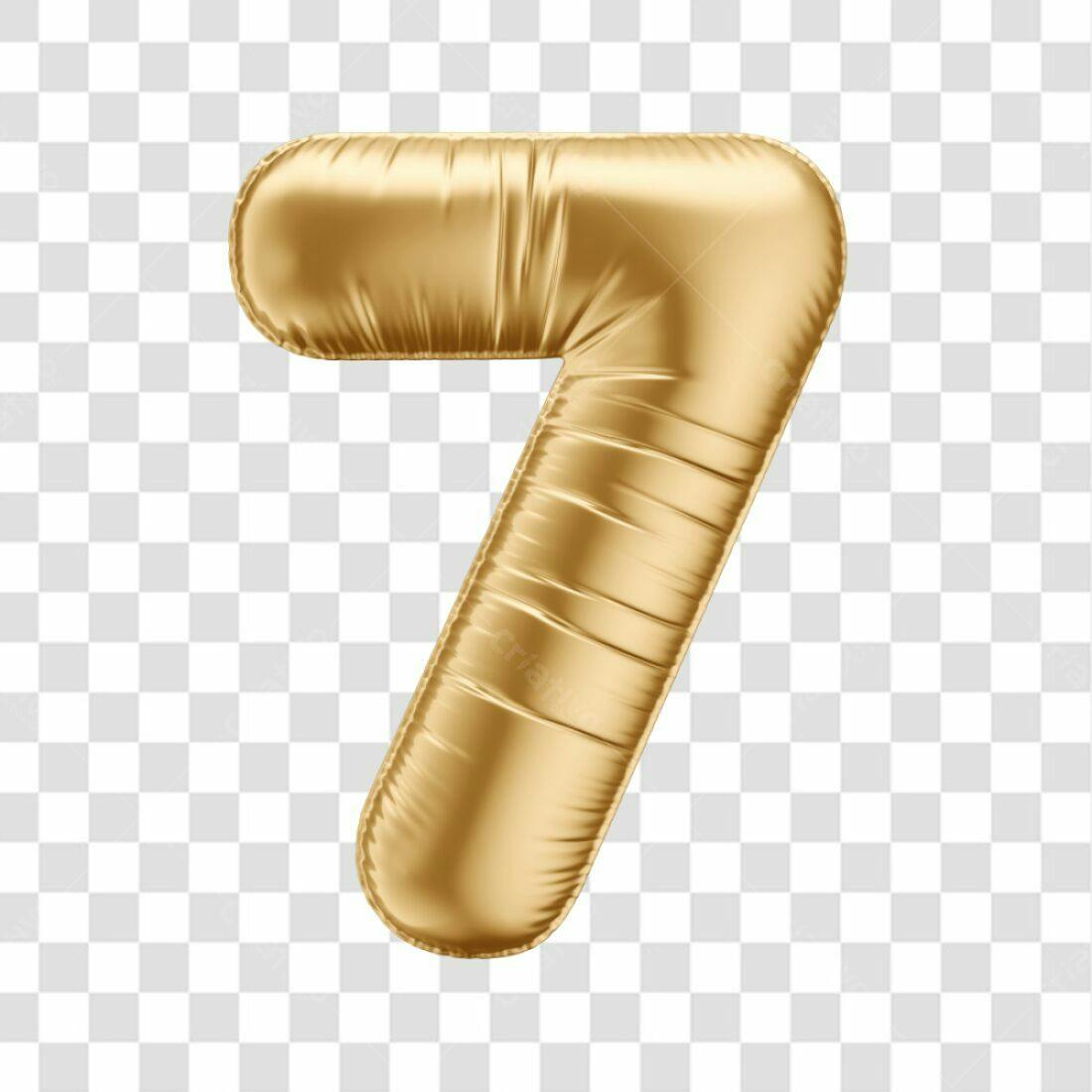 Icone Numero Sete Balão Dourado PNG com fundo transparente