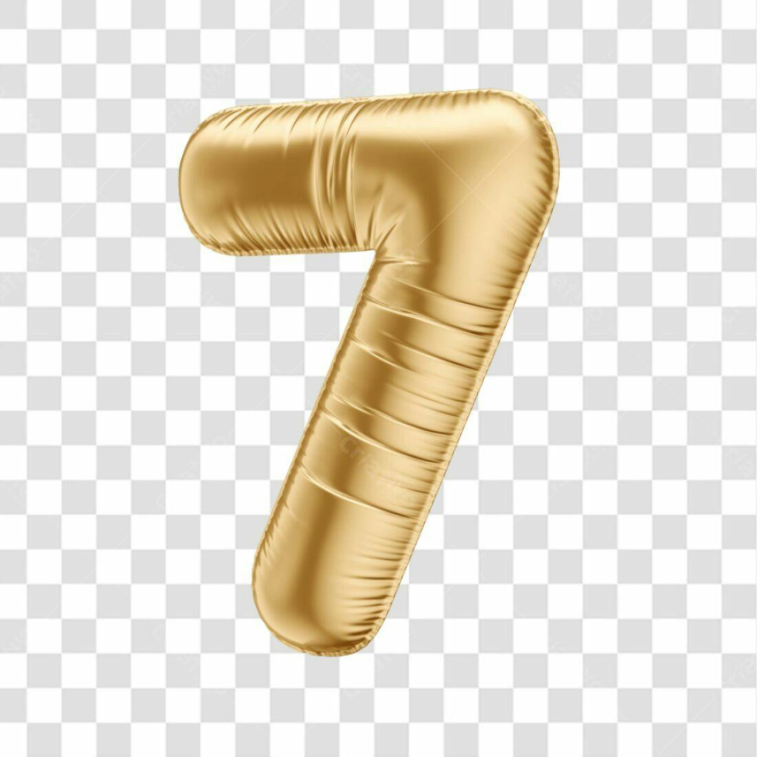 Icone Número 7 Dourado Balão PNG com fundo transparente