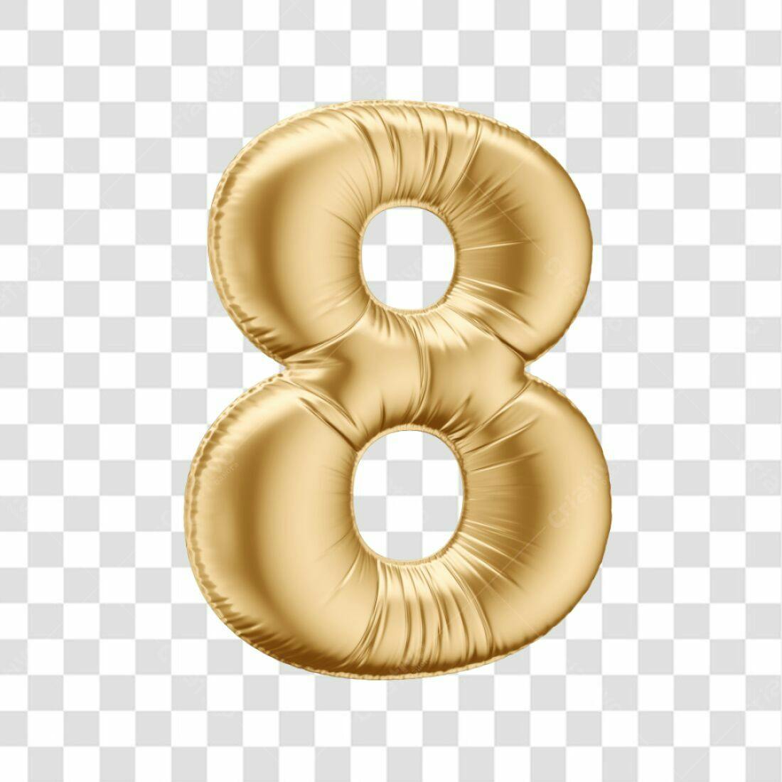 Icone Numero 8 dourado PNG com fundo transparente