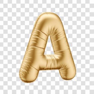 Alfabeto letra a em 3d formato de balão dourado comemoração aniversario luxo fundo transparente