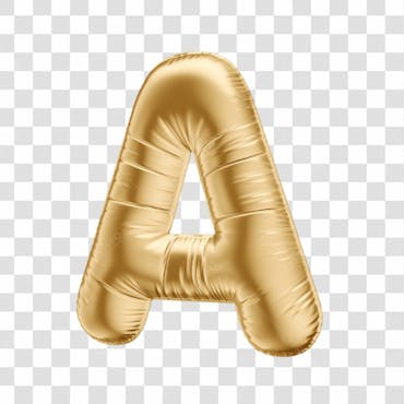 Alfabeto letra a em 3d formato de balão dourado comemoração aniversario luxo fundo transparente