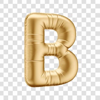 Alfabeto letra b em 3d formato de balão dourado comemoração aniversario luxo fundo transparente