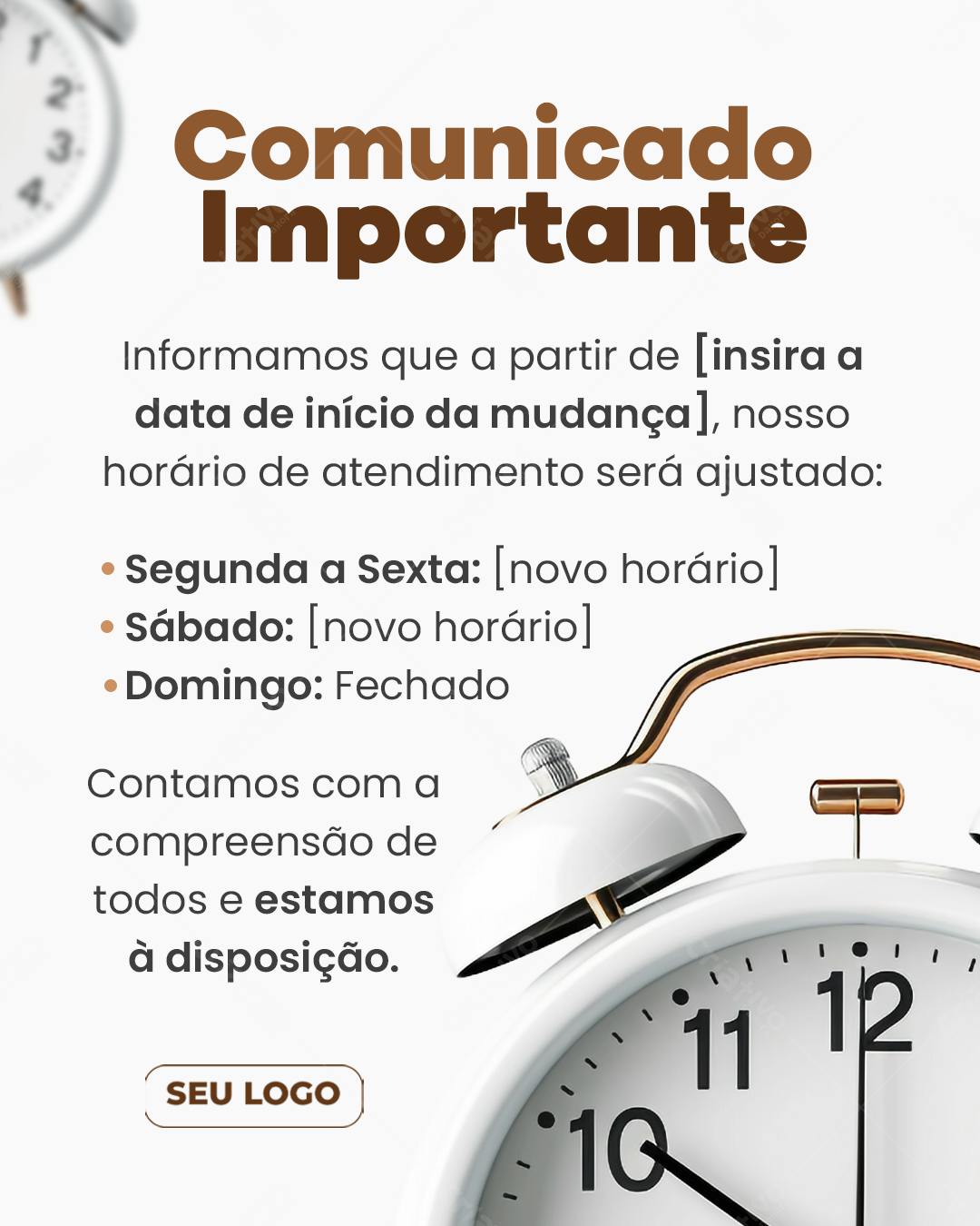 Comunicado de Mudança de Horário PSD Editável