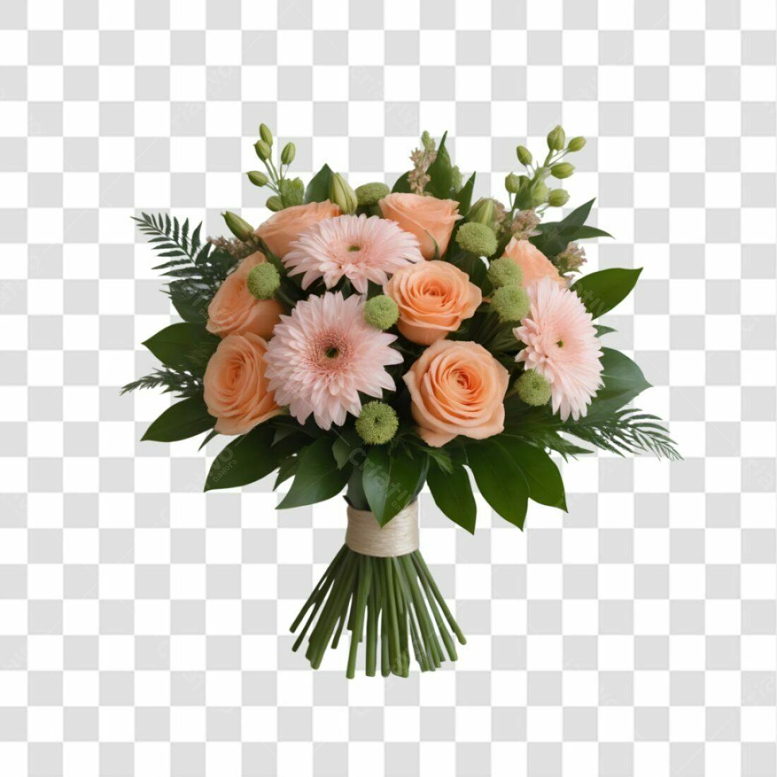 Imagem Flores Rosas e Gerbera PNG com fundo transparente