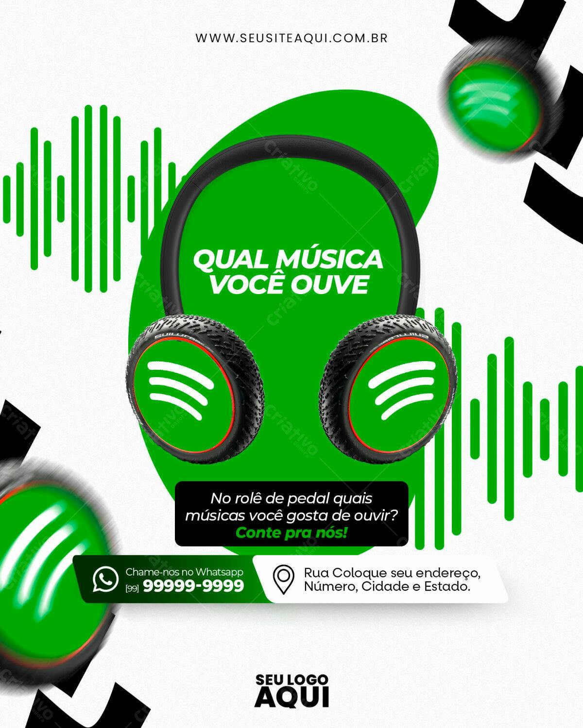 Flyer para Campanha Musical em Verde e Preto PSD Editável