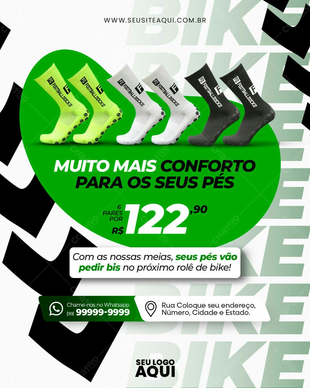 Flyer para Promoção de Meias de Ciclismo PSD Editável