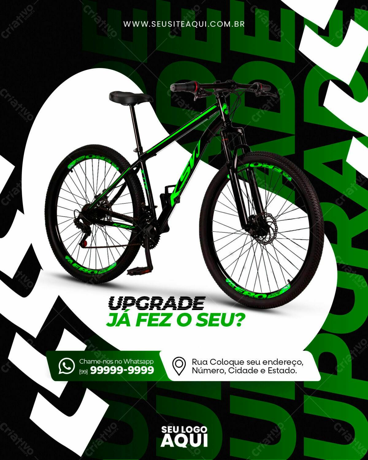 Flyer Bicicleta Preta e Verde PSD Editável