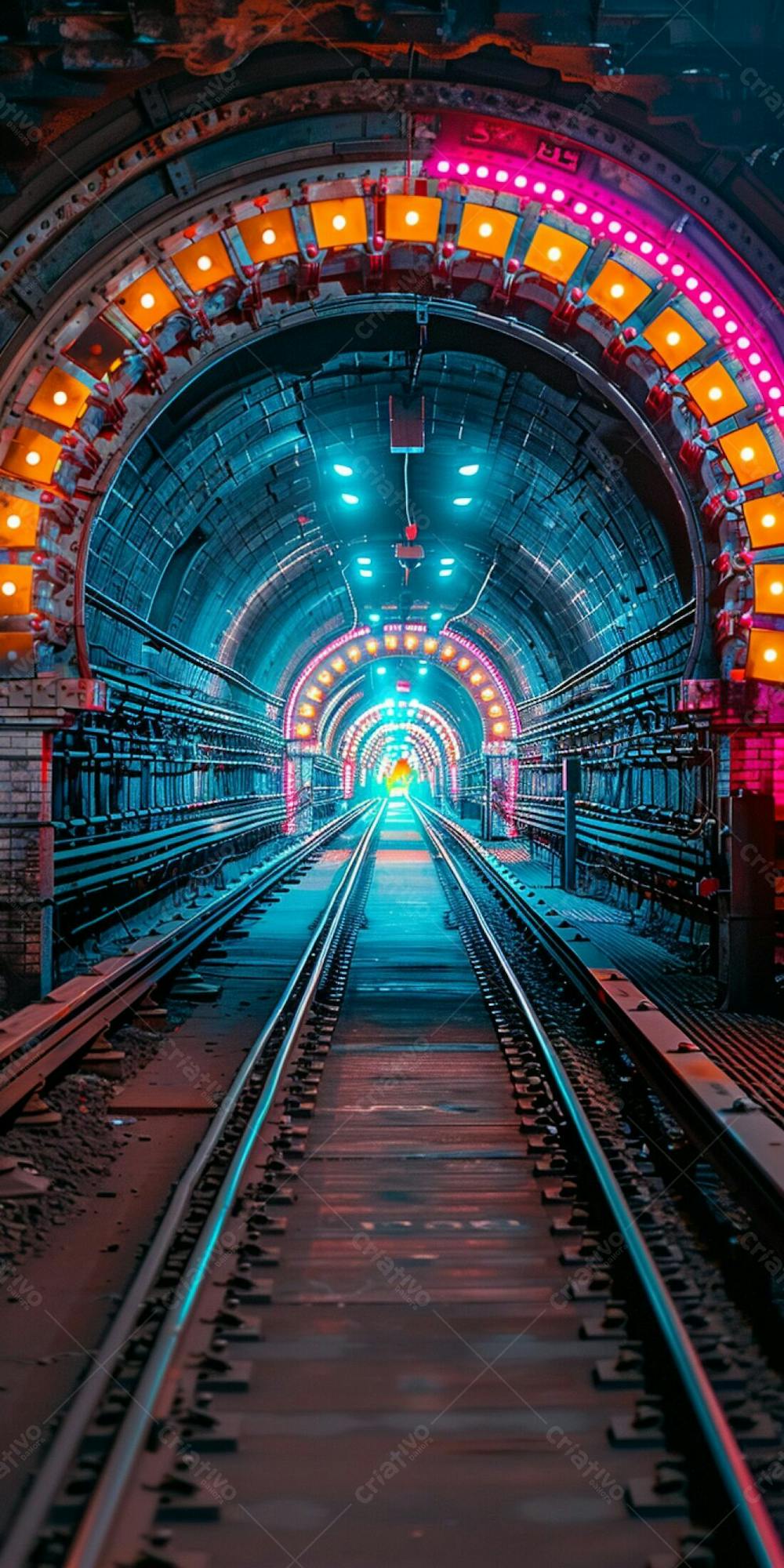 Um Misterioso Metrô Subterrâneo Em Neon