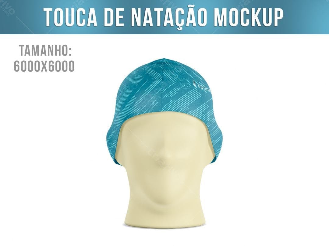 Mockup Touca de Natação Azul com Design Moderno