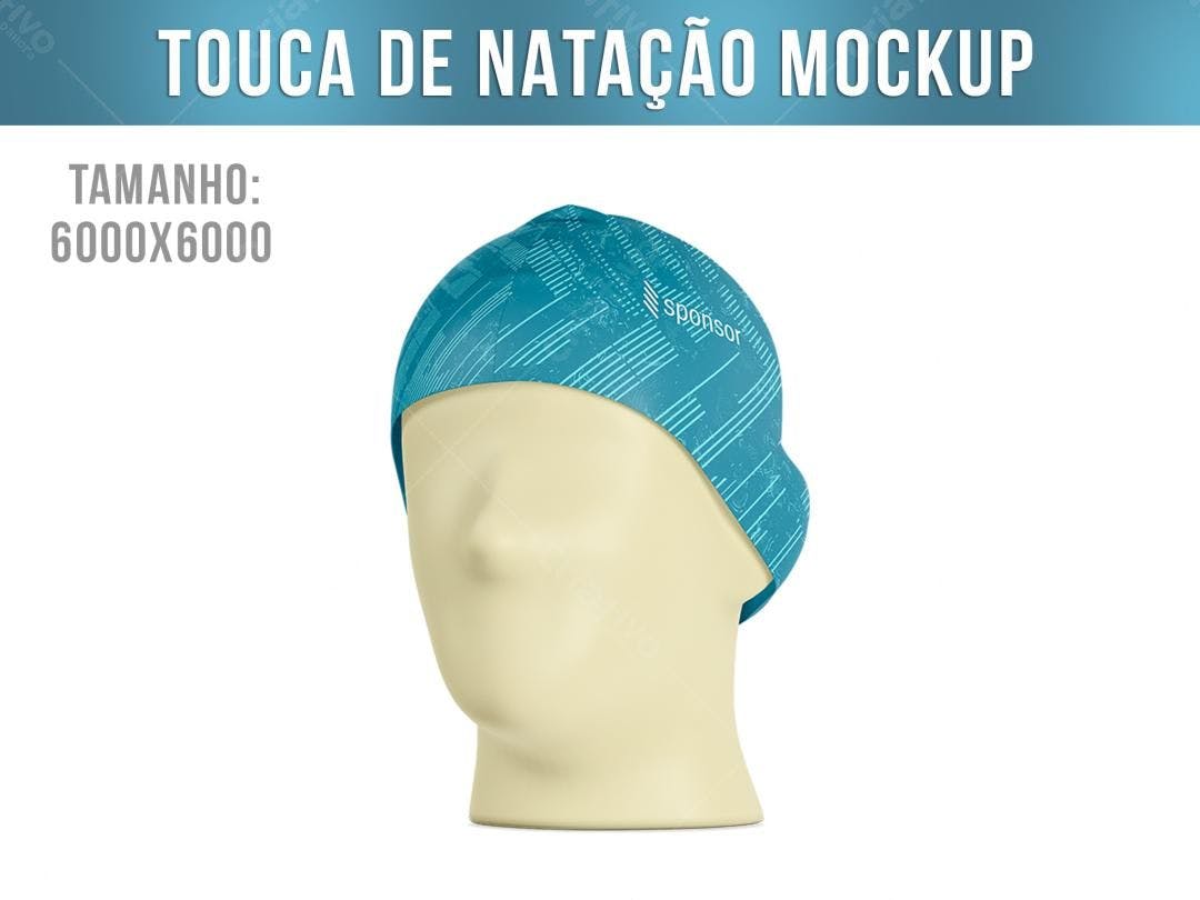 Mockup Touca de Natação Azul com Design Moderno
