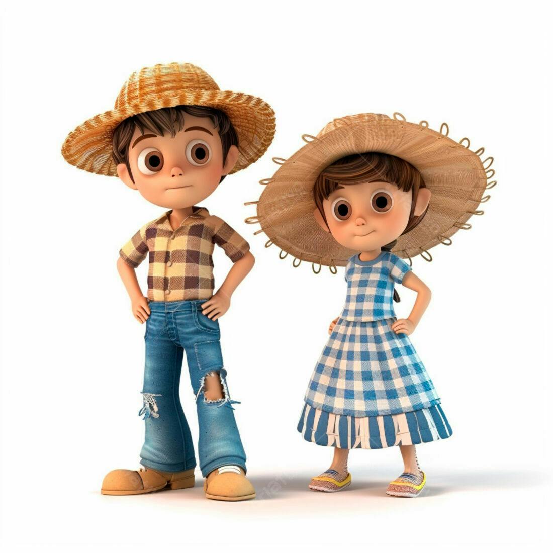 Crianças em trajes caipiras sorrindo
