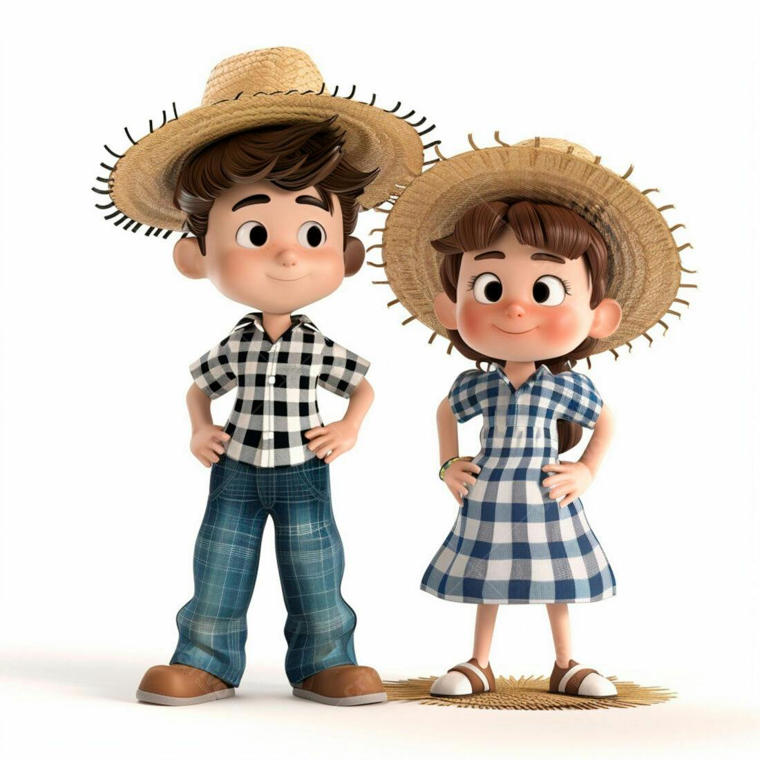 Crianças em trajes típicos de fazenda