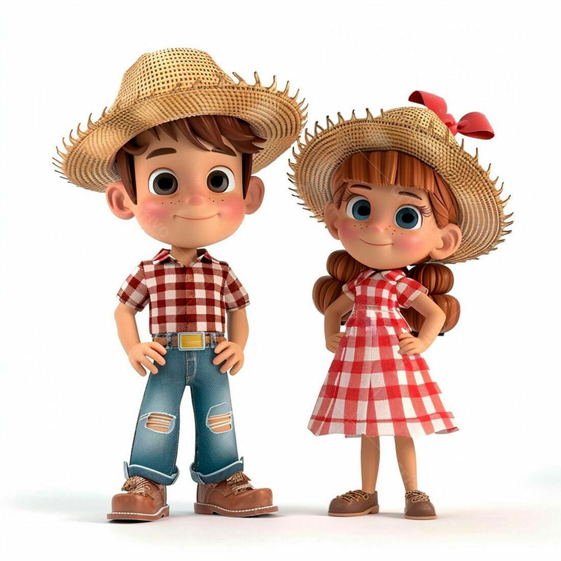 Crianças estilo caipira sorrindo