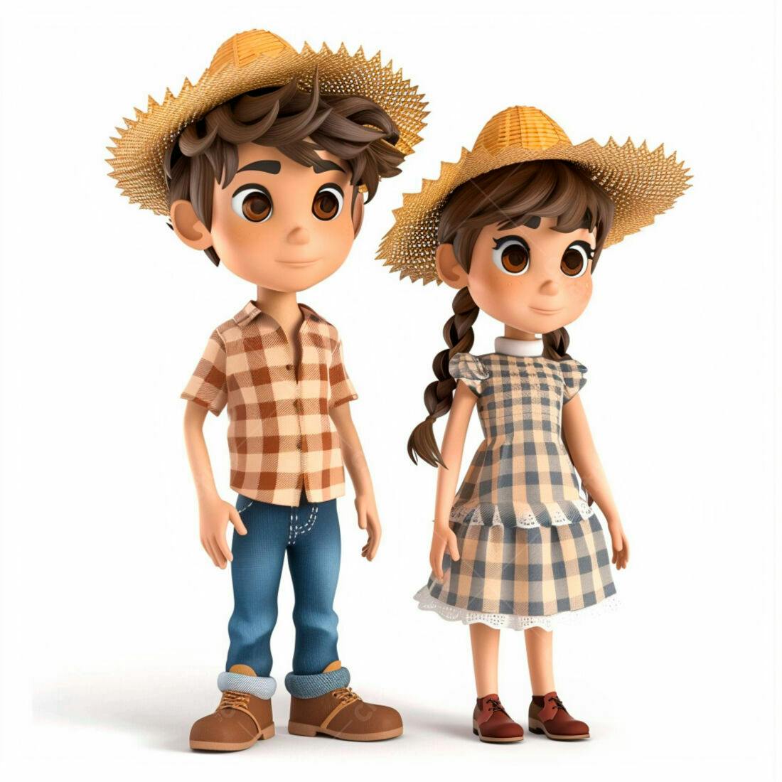 Crianças em trajes caipiras sorrindo