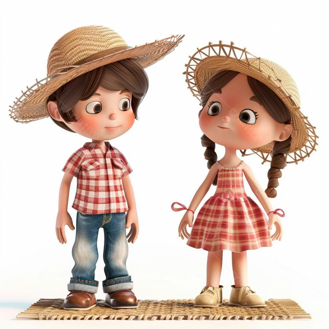 Crianças em trajes caipiras sorrindo