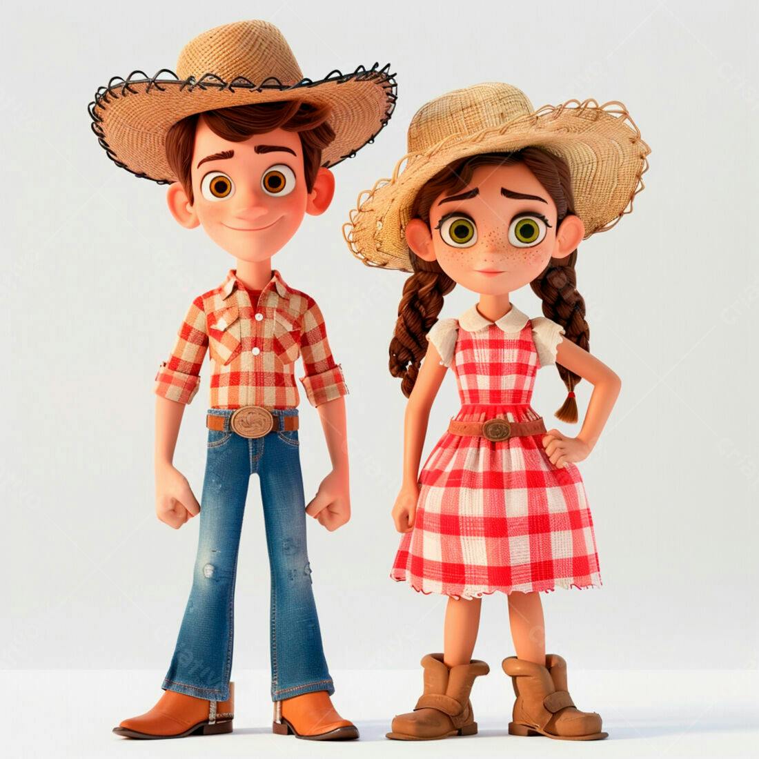 Personagens animados estilo caipira